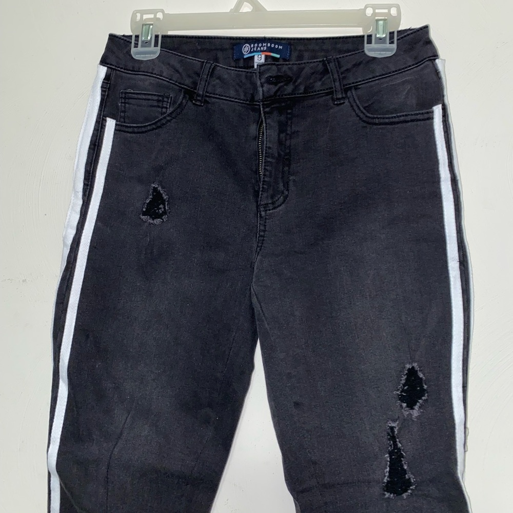 Striped Side Ripped Jeans - Picture 3 of 6